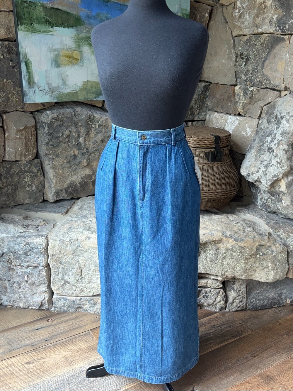 Deadstock Vintage Touch O’ Blue Denim Maxi Skirt Size 10 Prairie Western